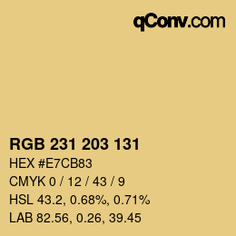 Código de color: RGB 231 203 131 | qconv.com