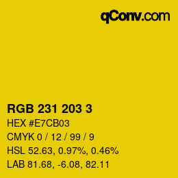 Color code: RGB 231 203 3 | qconv.com