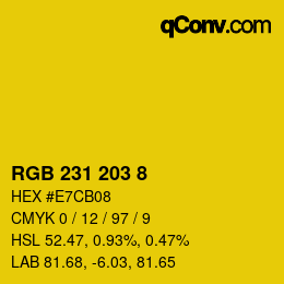 Color code: RGB 231 203 8 | qconv.com