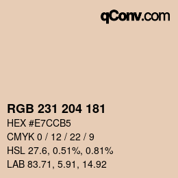 カラーコード: RGB 231 204 181 | qconv.com