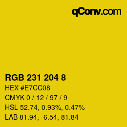 カラーコード: RGB 231 204 8 | qconv.com