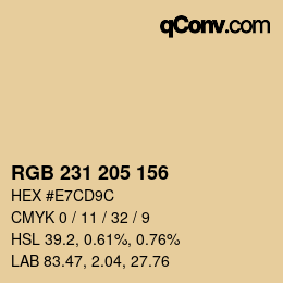 カラーコード: RGB 231 205 156 | qconv.com