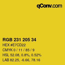 カラーコード: RGB 231 205 34 | qconv.com