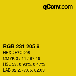カラーコード: RGB 231 205 8 | qconv.com