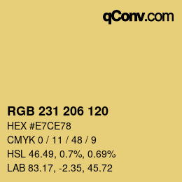 Code couleur: RGB 231 206 120 | qconv.com