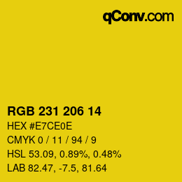 颜色代码: RGB 231 206 14 | qconv.com