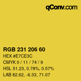 カラーコード: RGB 231 206 60 | qconv.com