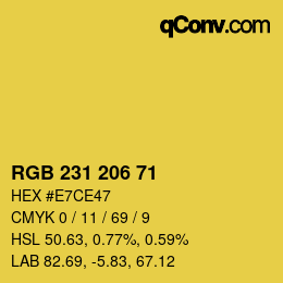 颜色代码: RGB 231 206 71 | qconv.com