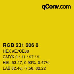 颜色代码: RGB 231 206 8 | qconv.com