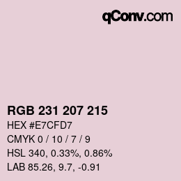 Color code: RGB 231 207 215 | qconv.com