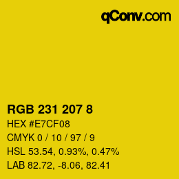 カラーコード: RGB 231 207 8 | qconv.com