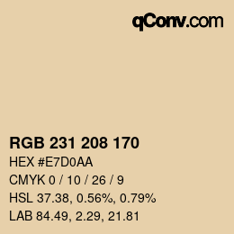 Color code: RGB 231 208 170 | qconv.com