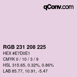 Color code: RGB 231 208 225 | qconv.com