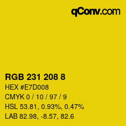 カラーコード: RGB 231 208 8 | qconv.com