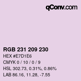 Color code: RGB 231 209 230 | qconv.com