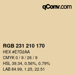 カラーコード: RGB 231 210 170 | qconv.com