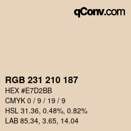 Color code: RGB 231 210 187 | qconv.com