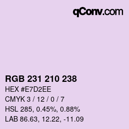 Color code: RGB 231 210 238 | qconv.com