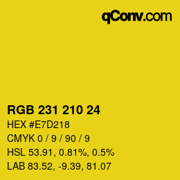 颜色代码: RGB 231 210 24 | qconv.com
