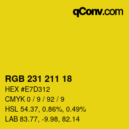 カラーコード: RGB 231 211 18 | qconv.com