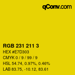 カラーコード: RGB 231 211 3 | qconv.com