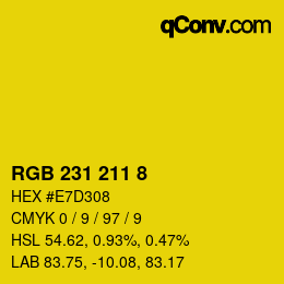 カラーコード: RGB 231 211 8 | qconv.com