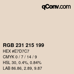Código de color: RGB 231 215 199 | qconv.com