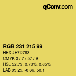 カラーコード: RGB 231 215 99 | qconv.com