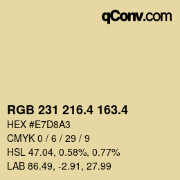 カラーコード: RGB 231 216.4 163.4 | qconv.com