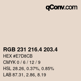 カラーコード: RGB 231 216.4 203.4 | qconv.com