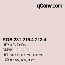 カラーコード: RGB 231 216.4 213.4 | qconv.com