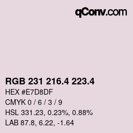 カラーコード: RGB 231 216.4 223.4 | qconv.com