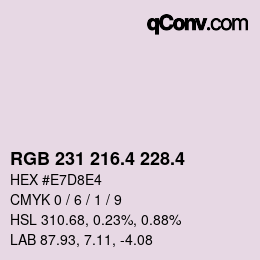 カラーコード: RGB 231 216.4 228.4 | qconv.com