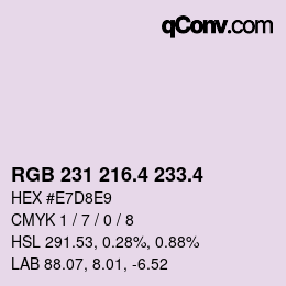 カラーコード: RGB 231 216.4 233.4 | qconv.com