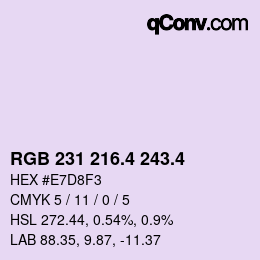 カラーコード: RGB 231 216.4 243.4 | qconv.com