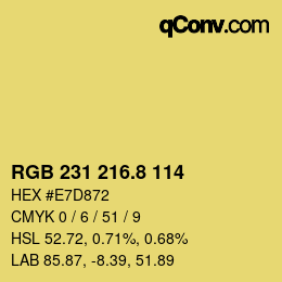カラーコード: RGB 231 216.8 114 | qconv.com