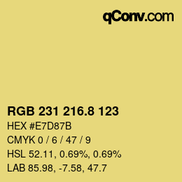 Color code: RGB 231 216.8 123 | qconv.com