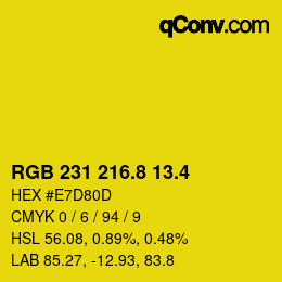 カラーコード: RGB 231 216.8 13.4 | qconv.com