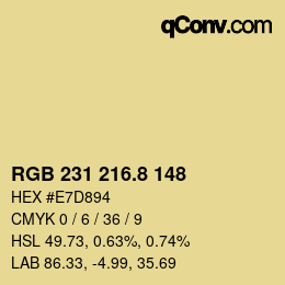 Color code: RGB 231 216.8 148 | qconv.com