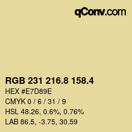 カラーコード: RGB 231 216.8 158.4 | qconv.com