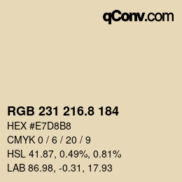 カラーコード: RGB 231 216.8 184 | qconv.com