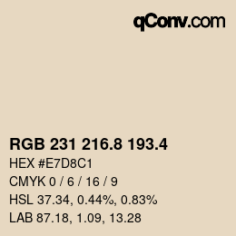 カラーコード: RGB 231 216.8 193.4 | qconv.com