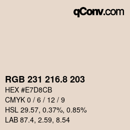 Color code: RGB 231 216.8 203 | qconv.com