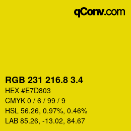 カラーコード: RGB 231 216.8 3.4 | qconv.com