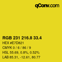 カラーコード: RGB 231 216.8 33.4 | qconv.com
