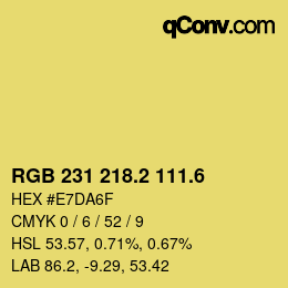 カラーコード: RGB 231 218.2 111.6 | qconv.com