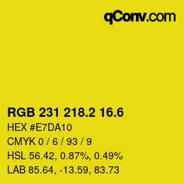 カラーコード: RGB 231 218.2 16.6 | qconv.com