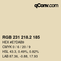 カラーコード: RGB 231 218.2 185 | qconv.com