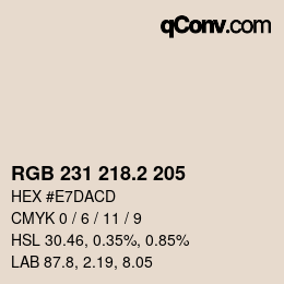 カラーコード: RGB 231 218.2 205 | qconv.com