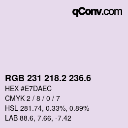 カラーコード: RGB 231 218.2 236.6 | qconv.com